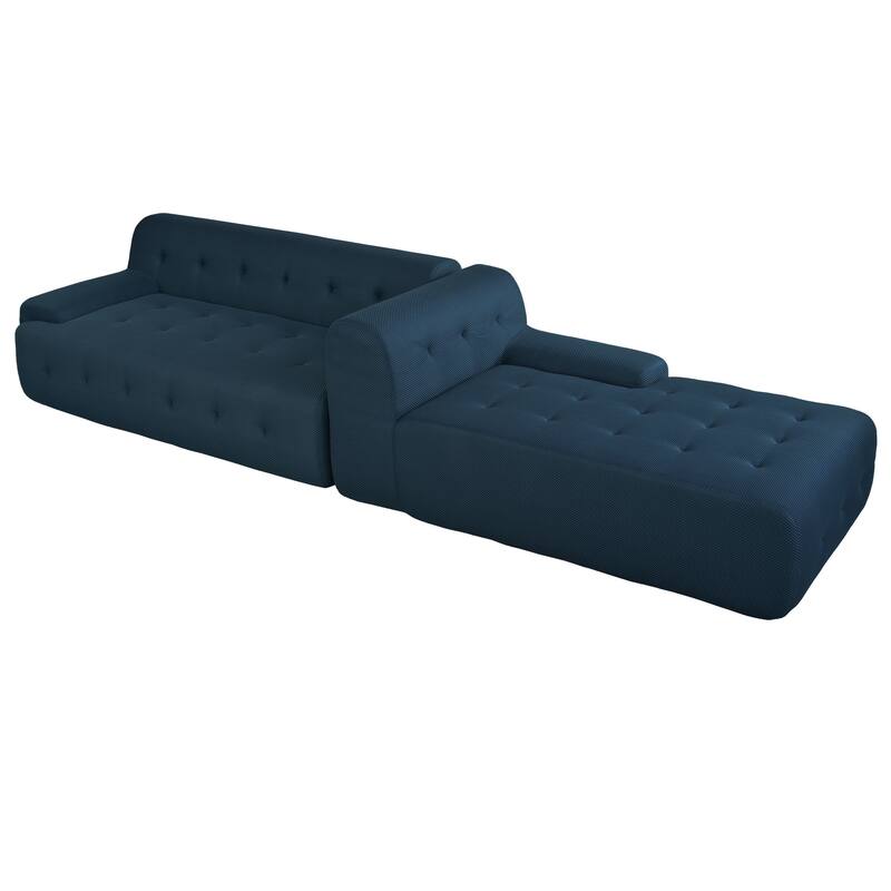 107" Polyester Mesh L-Shape Modular Sectional Sofa with Deep Seating and Pocket Spring Cushions
