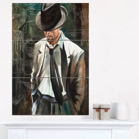 Designart "The Gentleman" Portrait Canvas Art Print - 28x36 - 3 Panels