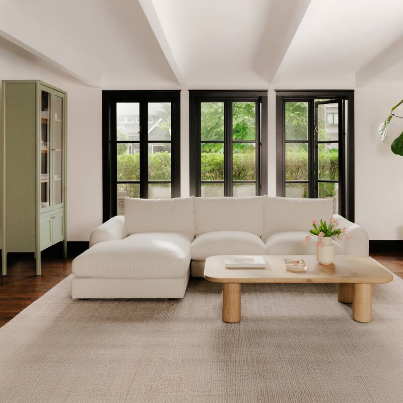 NADAAL STUDIOS Avelyn Left-Facing Sectional, Pillow-Soft Seating with Faux Feather Fill and Oat Fabric Upholstery