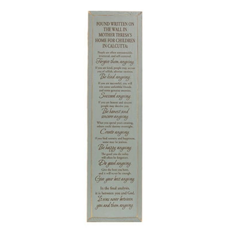 Mother Teresa Quote Wooden Sign - 9" x 36" - Multi - Multi