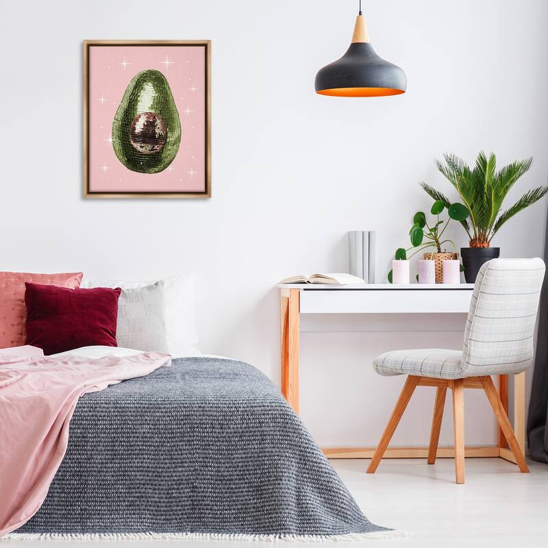 Stupell Luminous Disco Avocado Framed Floater Canvas Wall Art Design By Lil' Rue