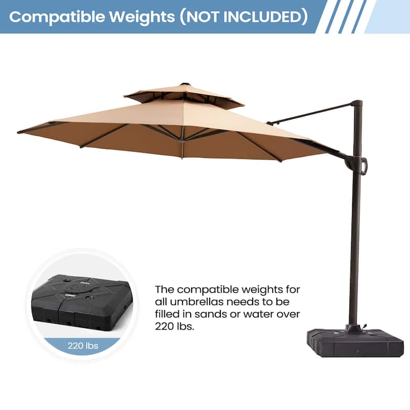 11.5-foot Outdoor Round Cantilever Umbrella Patio Offset Umbrella with No Base