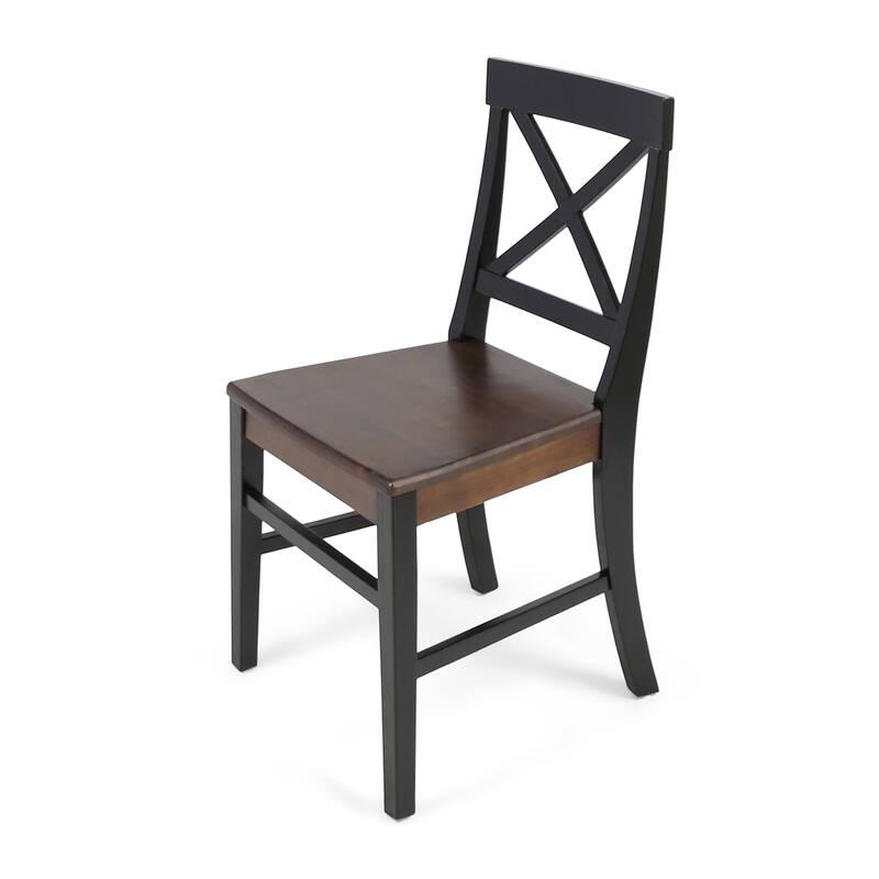 Country Set of 2 Dining Chairs with X-shaped Back, Solid Wood Frame for Dining Room Living Room Balcony and Patio