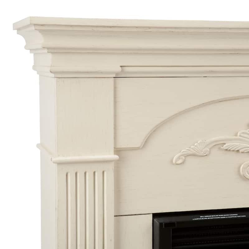 SEI Furniture Mazus Transitional Electric Fireplace with Ivory Mantel