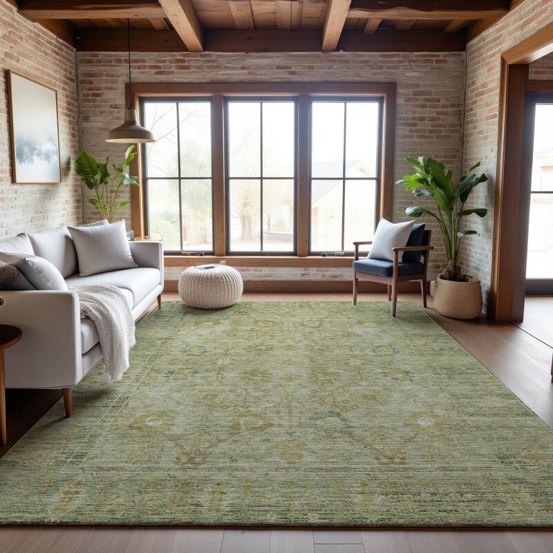 Premium Washable Super Soft Traditional Vintage Mayfield Rug - Sage - 10' x 14'
