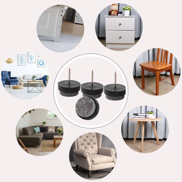 Felt Pad Nails Glides Floor Protector Furniture Leg 20mm Dia 20pcs Gray Black Silver Tone Overstock 32626894