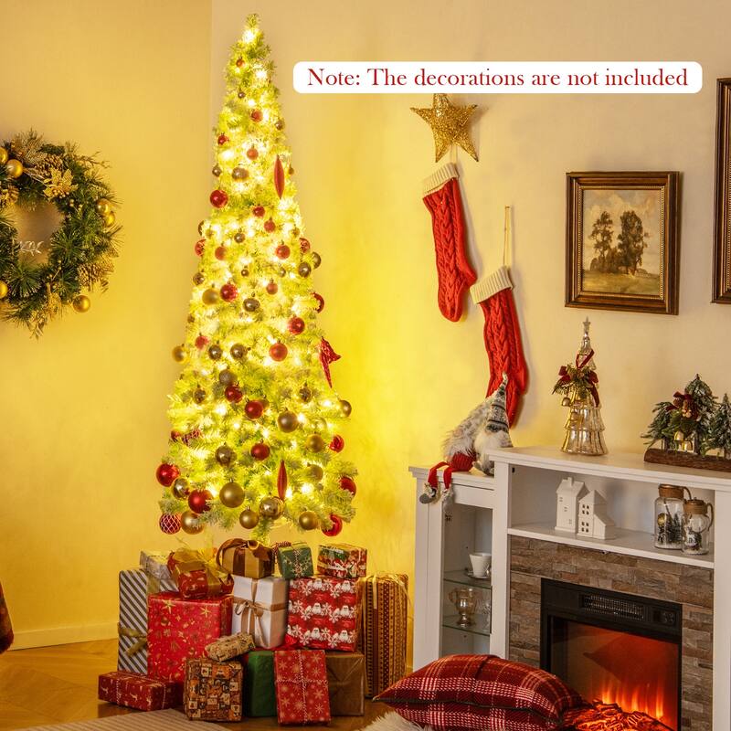 Gymax Whimsical Christmas Tree Pre-Lit Artificial Holiday Tree w/