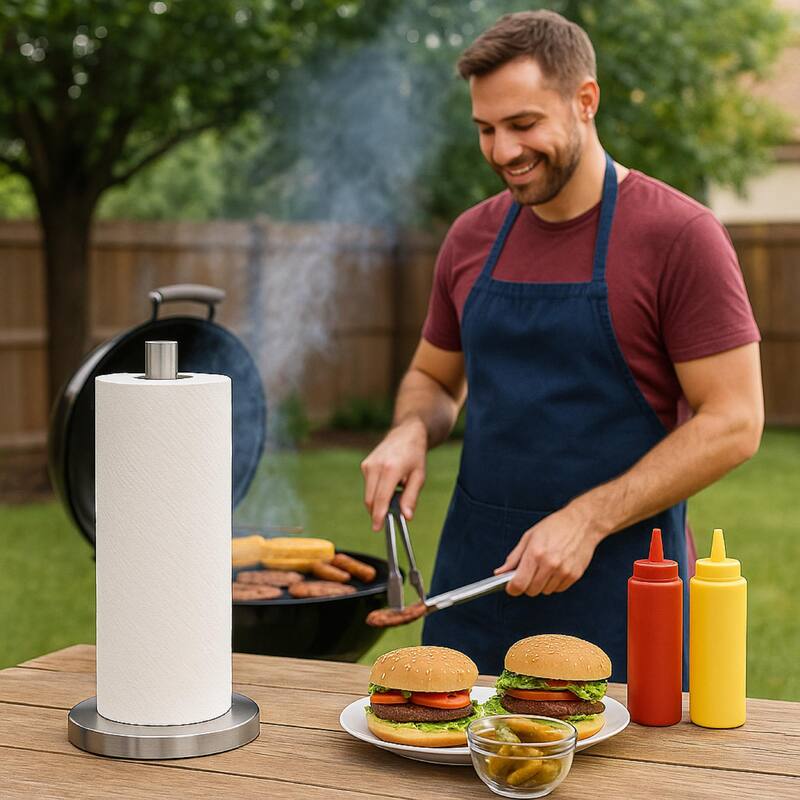 Creative Home Weighted Stainless Steel Paper Towel Holder - 5.9" x 5.9" x 13"