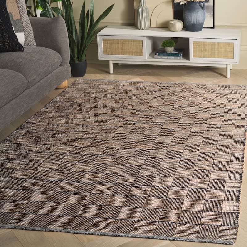 SAFAVIEH Handmade Organica Marharyta Jute & Cotton Rug - 4' x 6' - Natural/Navy