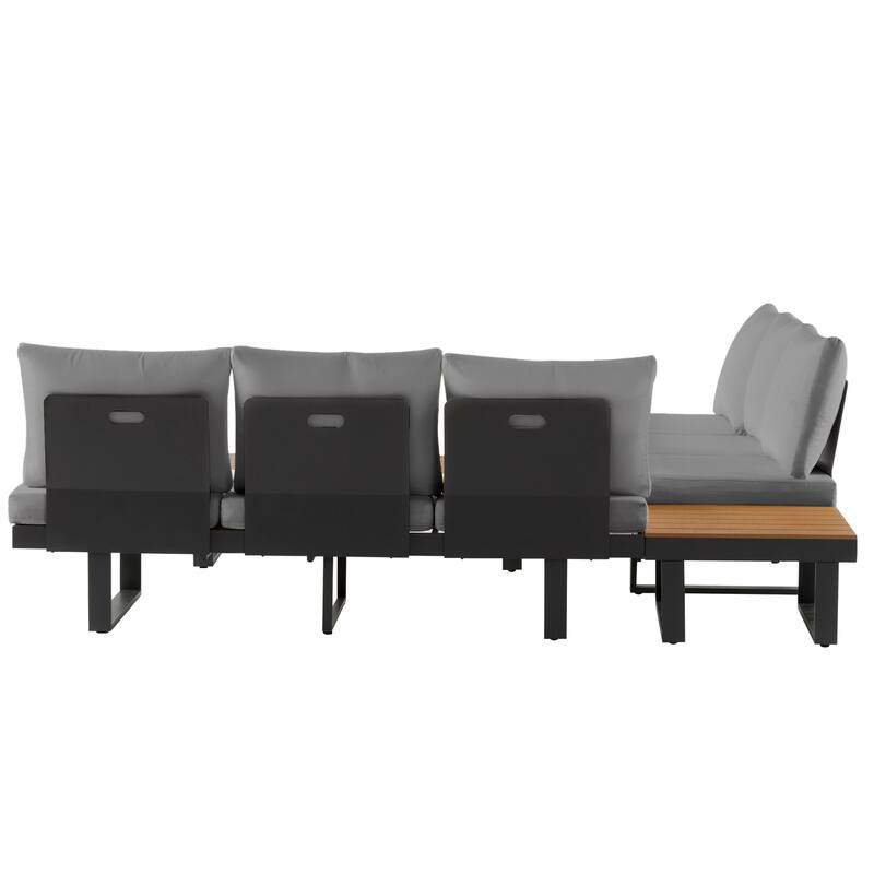 Outdoor Patio Conversation Set w/ Adjustable Reclining, Sectional Sofa