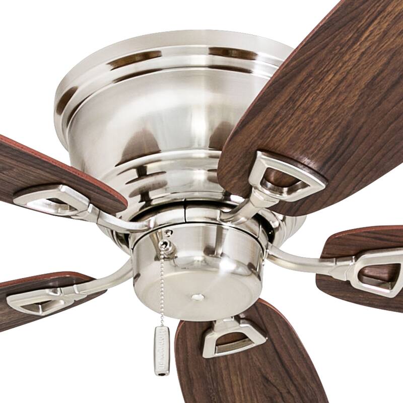52" Honeywell Glen Alden Brushed Nickel Indoor Ceiling Fan, No Light, Pull Chain