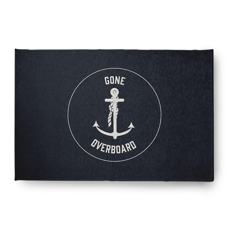 Gone Forever Overboard Nautical Chenille Rug - Shark Blue - 4' x 6'