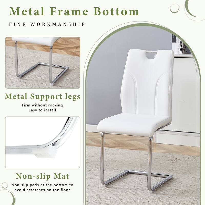 Modern 7-Piece Dining Set with 6 Ergonomic PU Chairs, Side Table Upholstered Chairs Comfy Dining Chairs