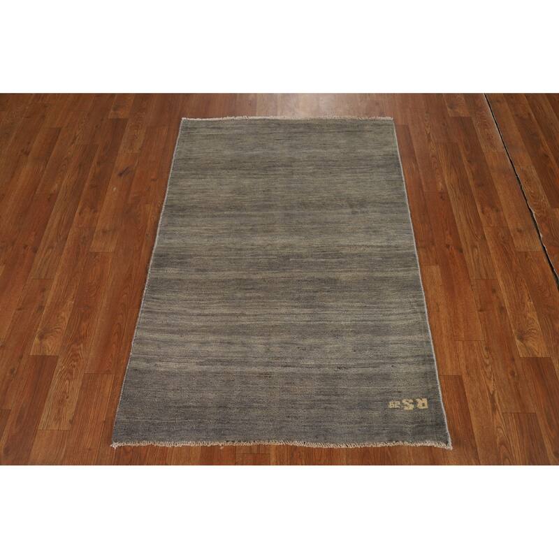 Striped Gabbeh Modern Foyer Rug Handmade Wool Carpet - 2'8"x 3'11"