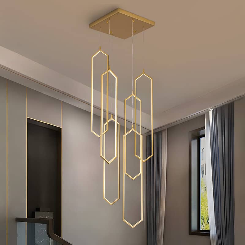 6 Lights Modern Dimmable Chandelier High Ceiling Chandelier for Entrance Foyer Staircase - modern crystal chandelier