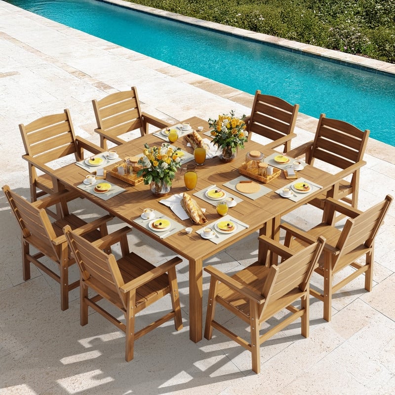 WINSOON 10-Piece HIPS All Weather Outdoor Patio Dining Sets 2-Tables and 8-Chairs