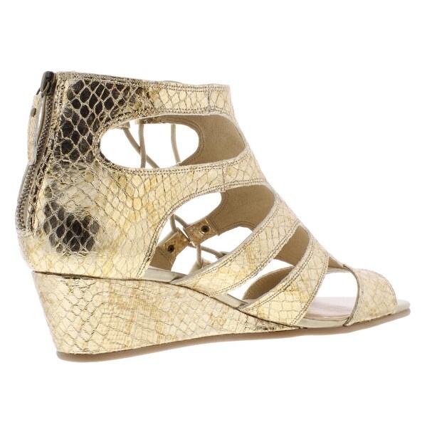 Shop Bella Vita Womens Imani II Wedges Metallic Faux Leather Bella Vita Women's Imani Wedge Sandal, D