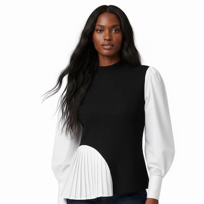 Nanette Lepore Women's Contrast Panel Pleated Top