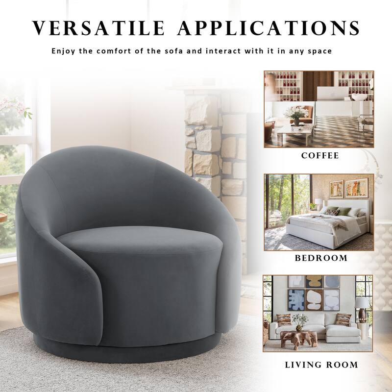 Modern Upholstered Swivel Barrel Chair Accent Lounge Chair