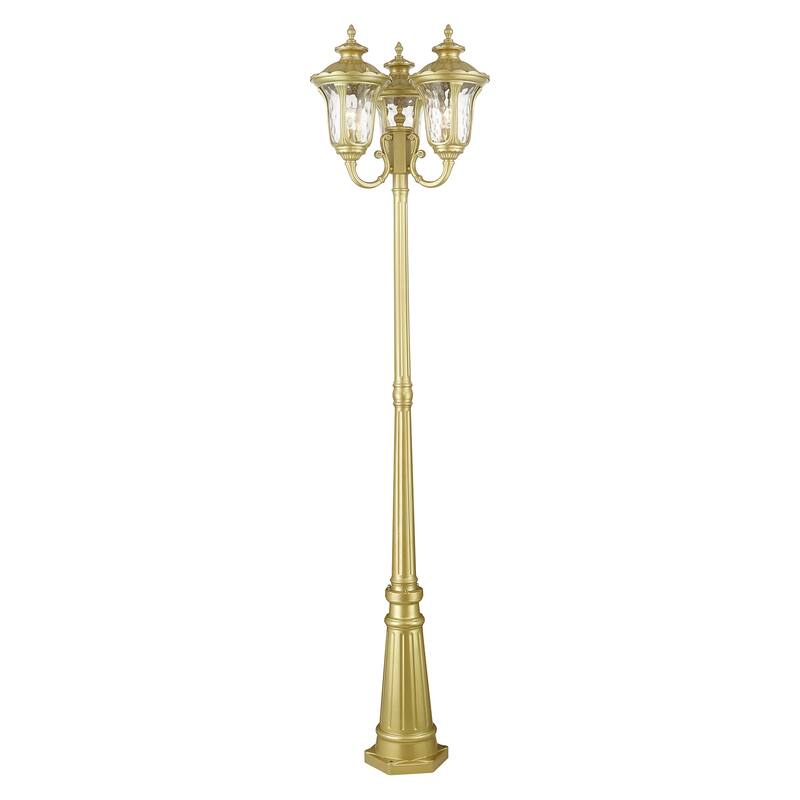 Livex Lighting Oxford 3 Light 87" Tall Outdoor Multi Head Post Light - Soft Gold