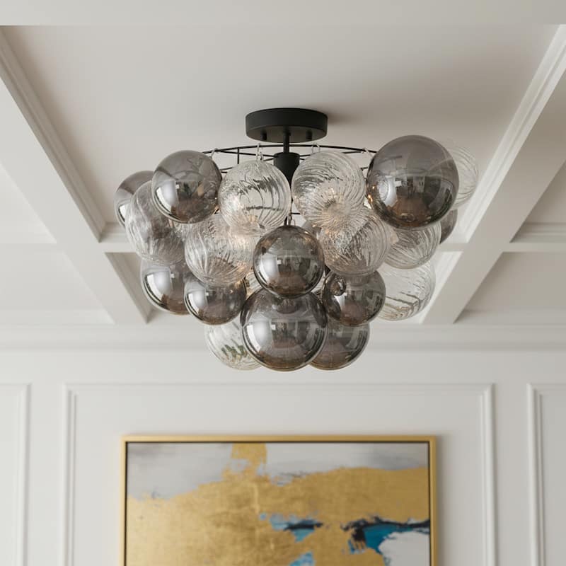 Eroile 1-light Modern Dimmable Glass Flush Mount Ceiling Lighting