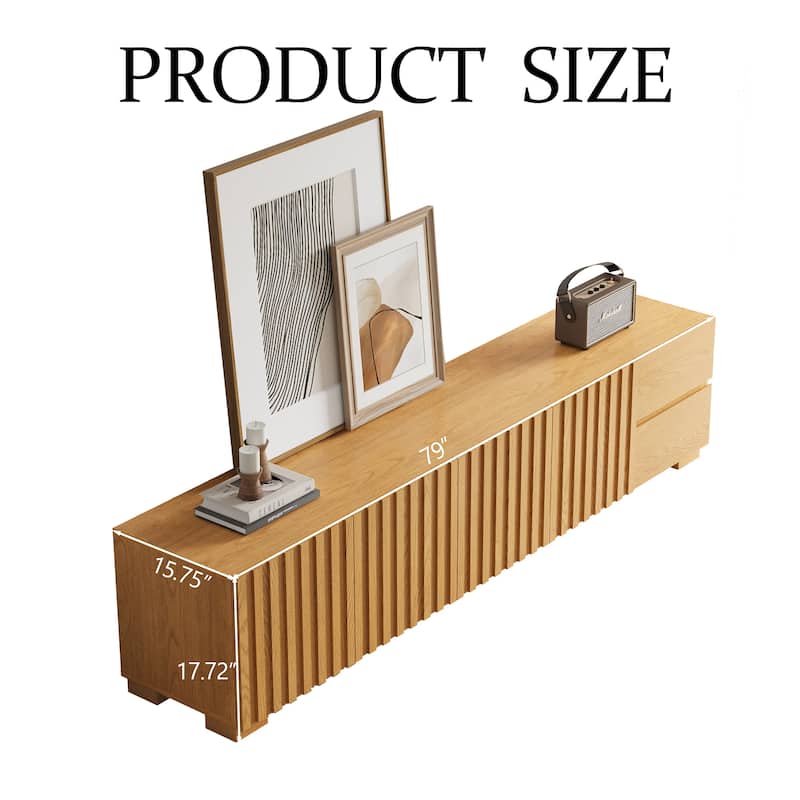 79" Mid-Century Modern TV Stand - Wood Media Console, Living Room Entertainment Center with Ample Storage