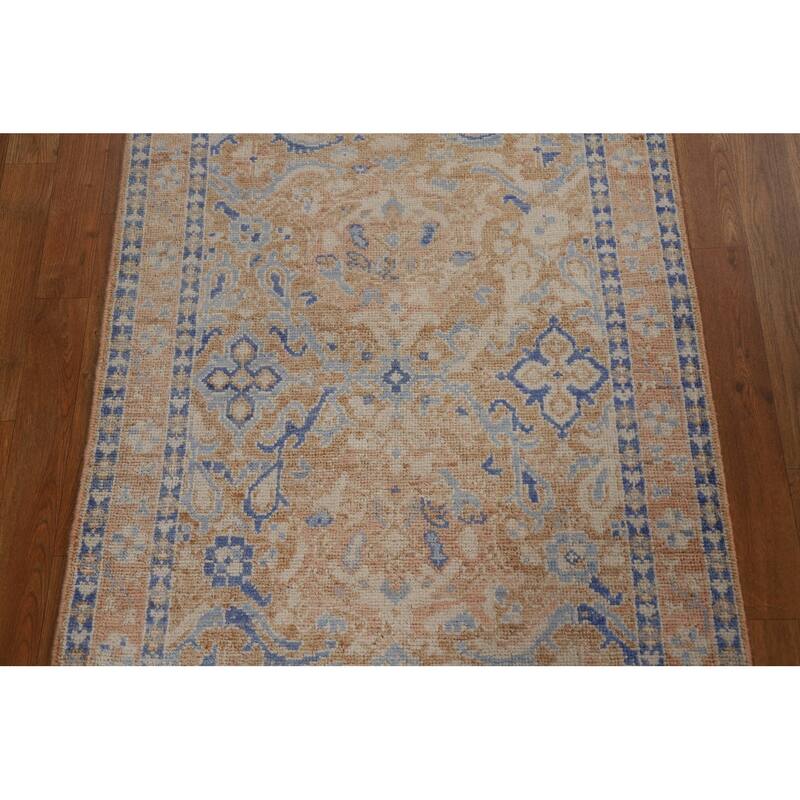 Hand Knotted Oriental 100% Wool Carpet Transitional Geometric Oranges & Rust Oushak Area Rug - 3' 11'' X 2' 11''