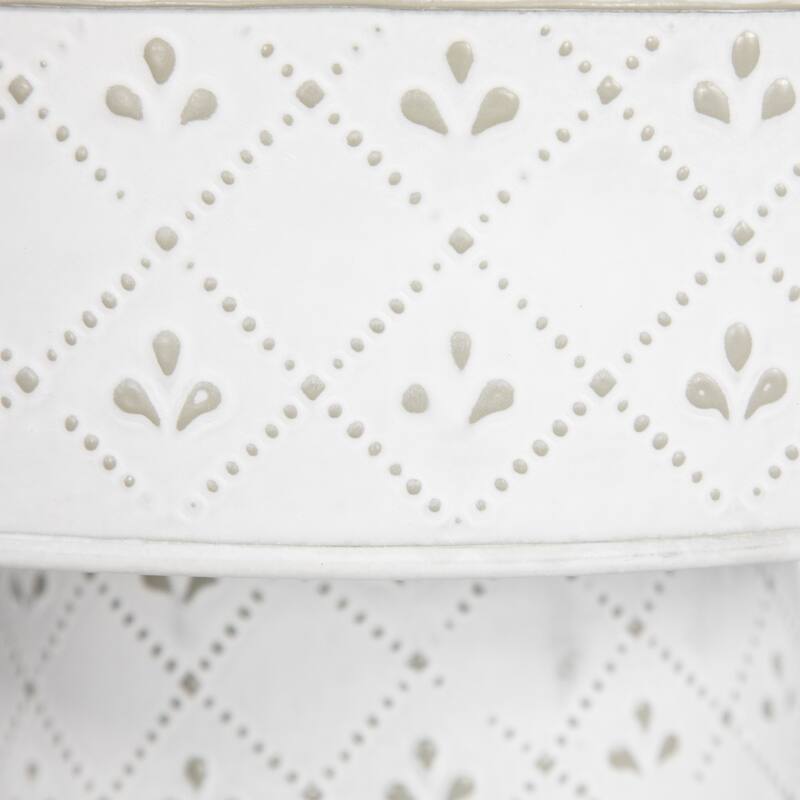 Embossed Round Iron Cake Stand - 11.75" - White