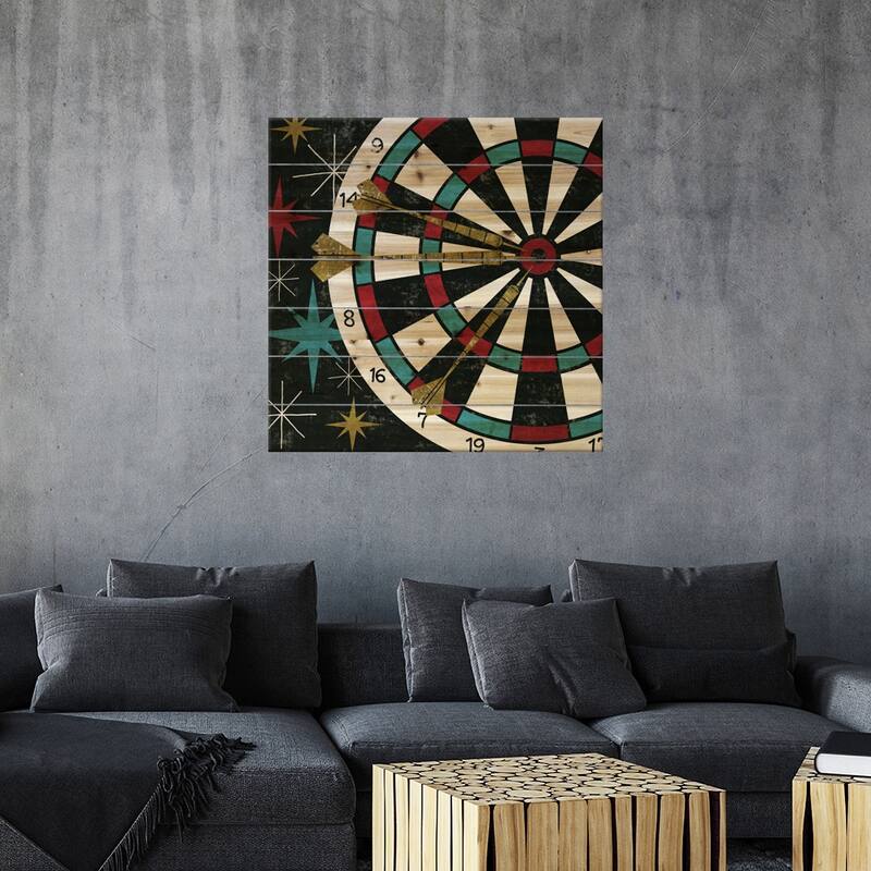Vegas - Darts Print On Wood by Michael Mullan - Multi-Color