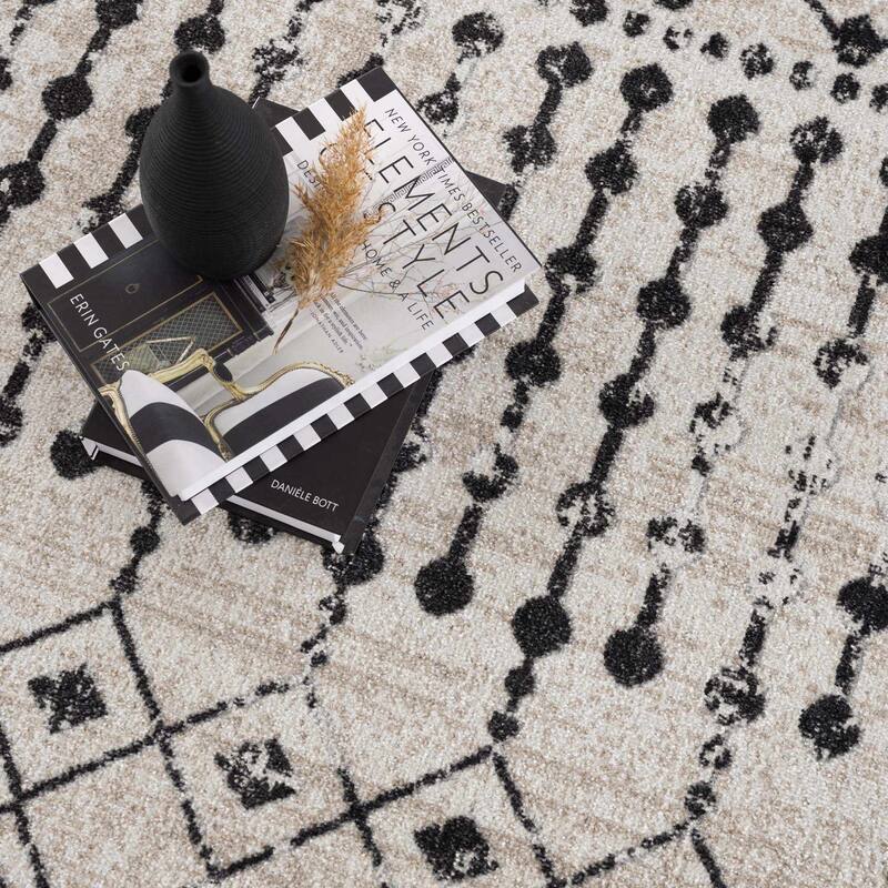 Hauteloom Joppatowne Hallway, Kitchen Machine Washable Runner Rug - Black, Gray, Peach - 2'7" x 7'3"