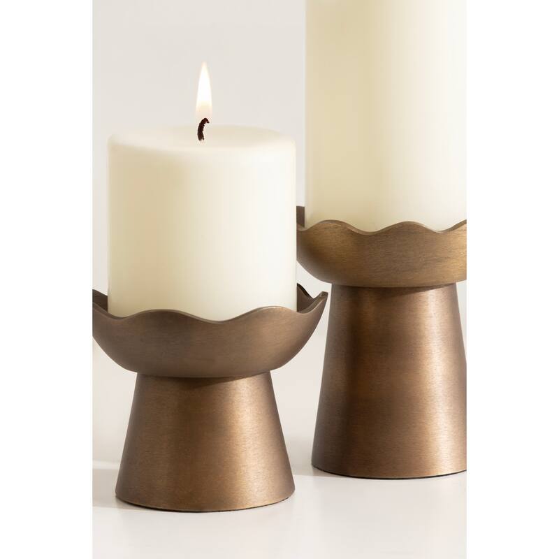 Kate and Laurel Alessia Metal Pillar Candle Holder Set - 2 Piece