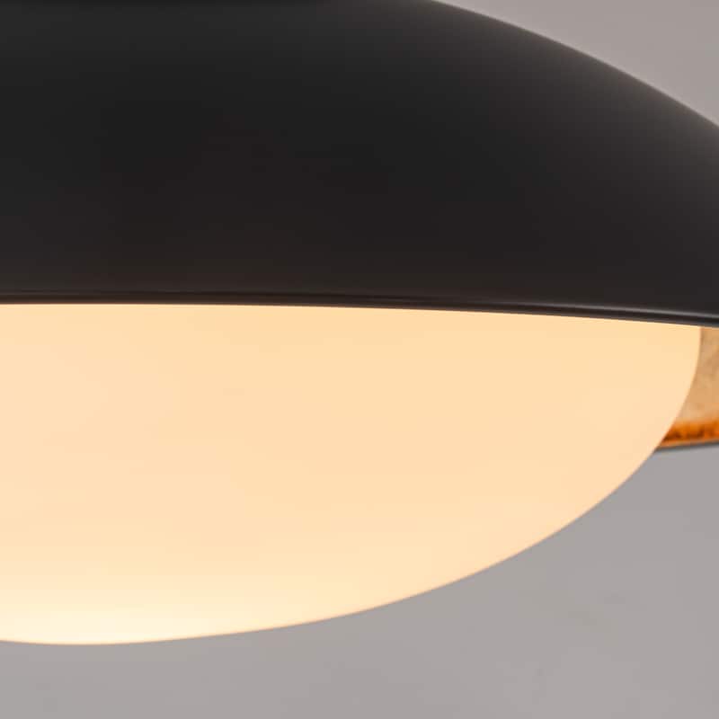 Starsky 1-light 15in. Bowl Ceiling Light Frosted Glass Shade Semi Flush Mount - Black