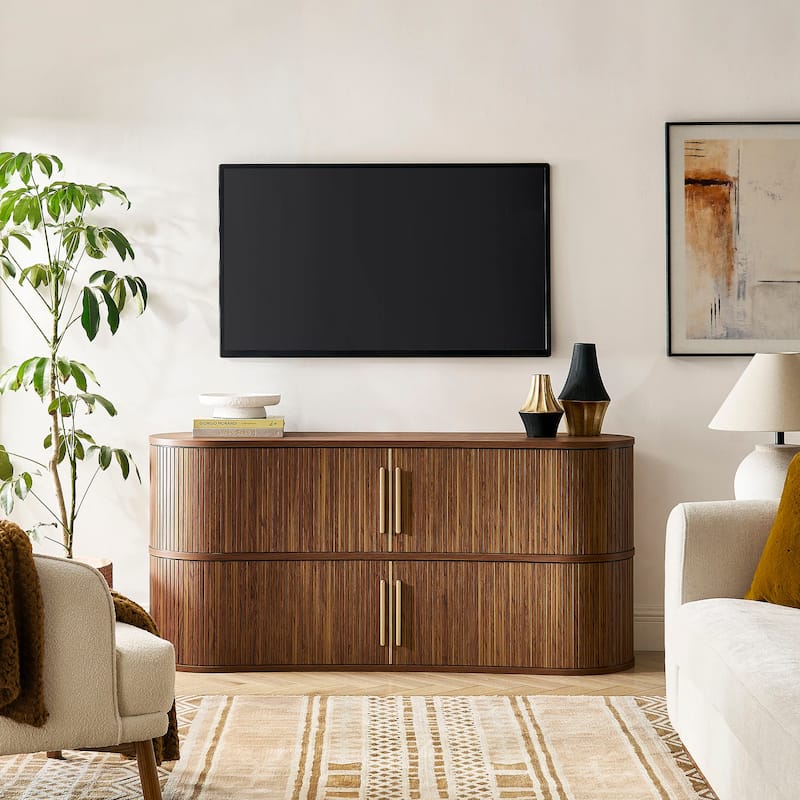 Radcliffe 63" Curved Fluted Sideboard Buffet Cabinet