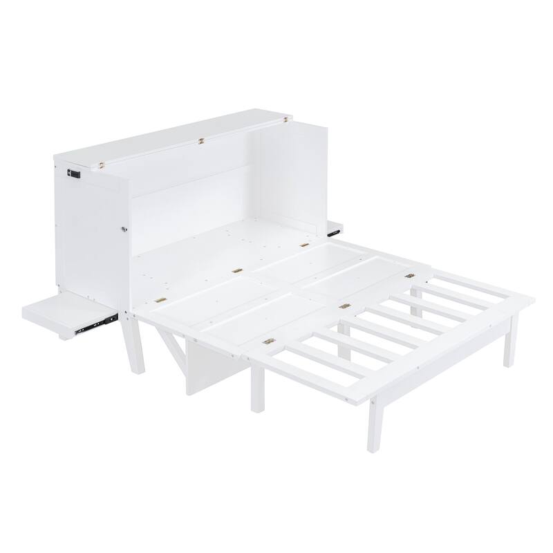 Queen Size Murphy Bed with USB Port and removable Shelves on Each Side