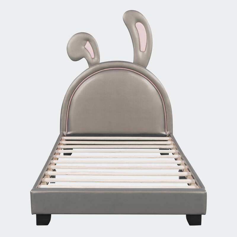 Twin Size Upholstered Leather Platform Bed