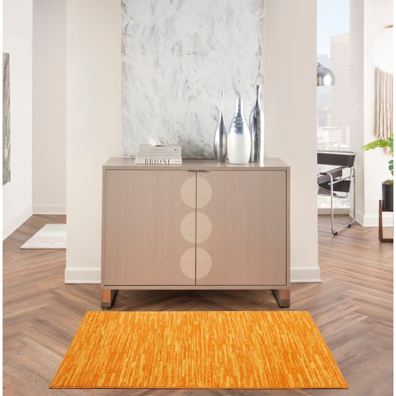 Nourison Essentials Solid Contemporary Indoor/Outdoor Area Rug - 3' x 5' - Sunburst