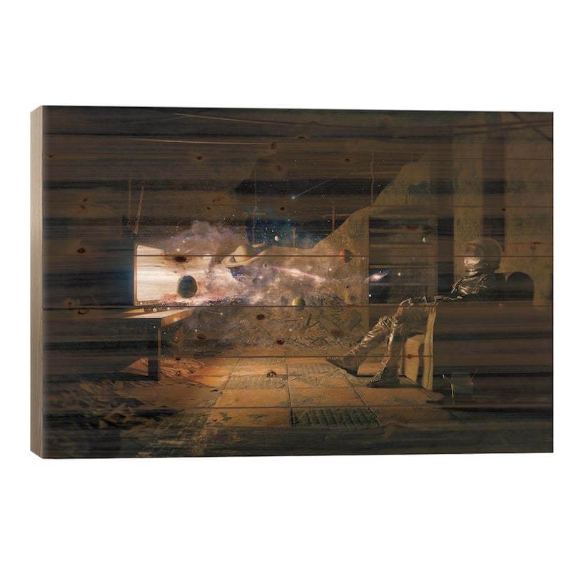 Cosmic Channel II Print On Wood by Nicebleed - Multi-Color - 26x40x1.5