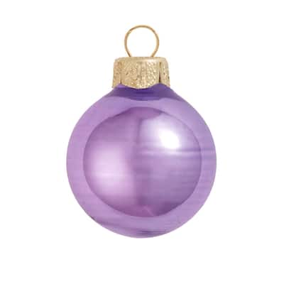 Petite Shiny Finish Glass Christmas Ball Ornaments - 1.25" (30mm) - Lavender - 40ct