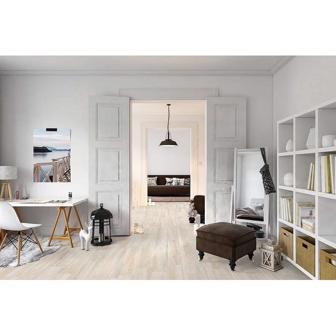 Industry Tile 6x24 Oslo White-Cream Wood Look Porcelain Tile - 1 Piece Sample Swatch
