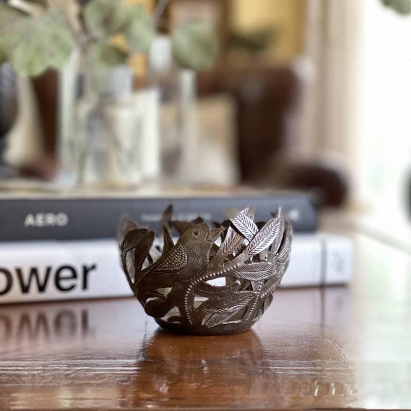 The Curated Nomad Handmade Metal Birds Decorative Bowl - Grey