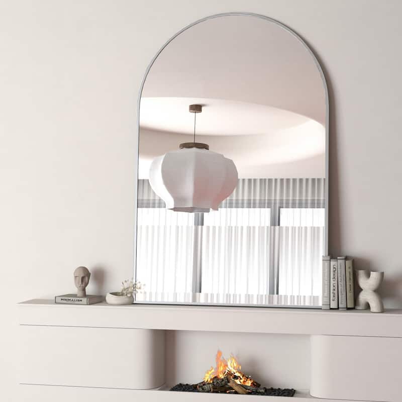 GDFStudio - Atelier Modern Arched Bathroom Vanity Decorative Mirror with Elevated Vertical Presence & Metal Frame