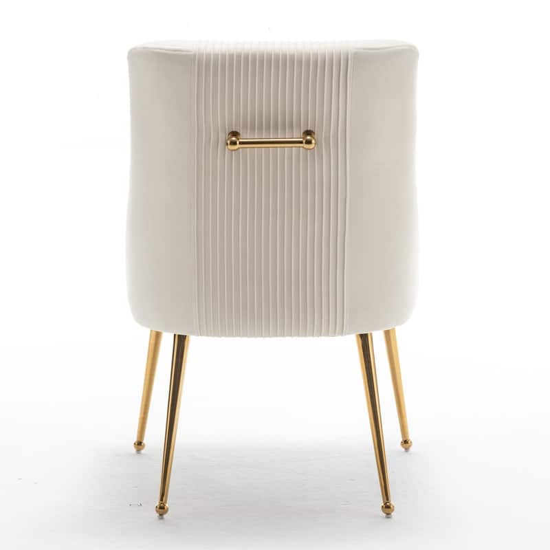 SEYNAR Modern Glam Boucle Pleated Velvet Dining Chair or Vanity Chair Set of 4 with Rear Handle