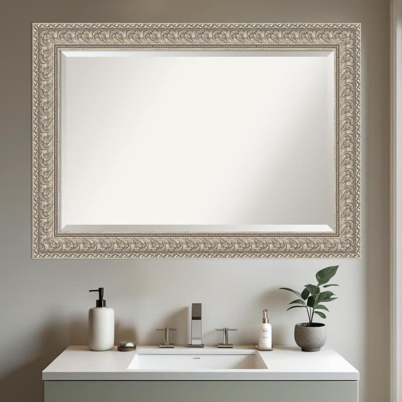 Sydney Silver Beveled Framed Bathroom Vanity Wall Mirror - Sydney Silver