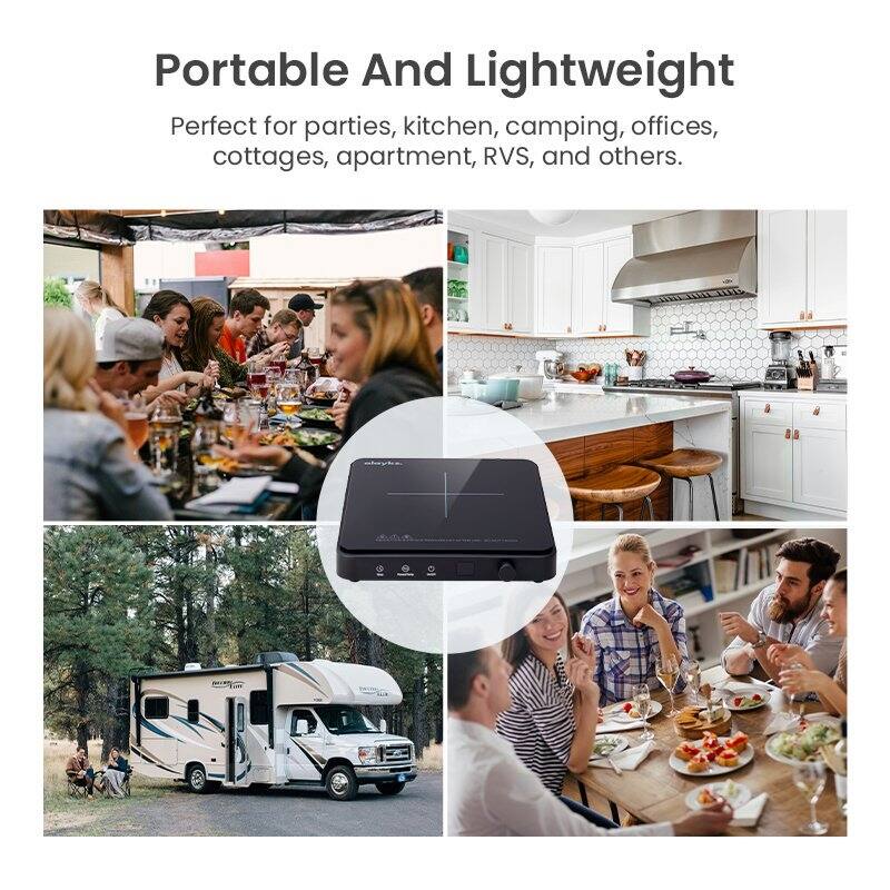 Black Portable Electric Induction Cooktop with Sensor Touch, 9-Level Adjustment, Timer, and LED Display, 1500W