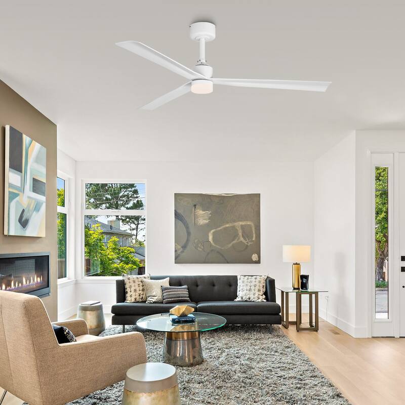 50" Modern White 3CCT Integrated LED Ceiling Fan with Light and Remote