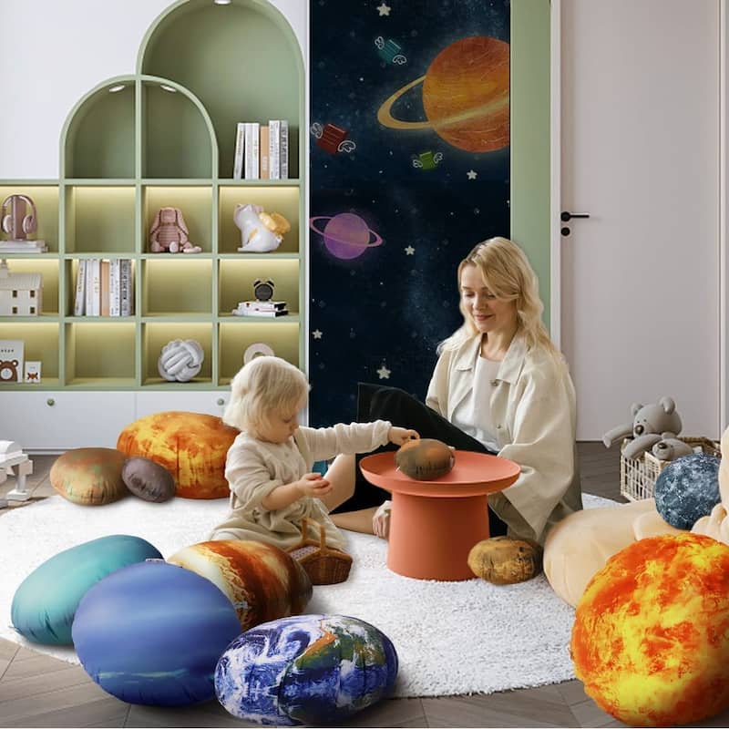 WOWMAX Solar System Planet Pillows Outer Space Educational Nursery Kid