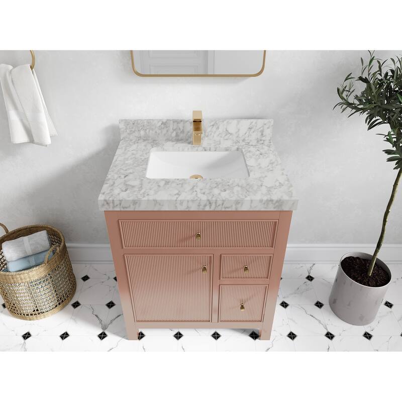 Willow Collections 30 in W x 22 in D Sonoma Free Standing Reeded Single Sink Bathroom Vanity with Countertop
