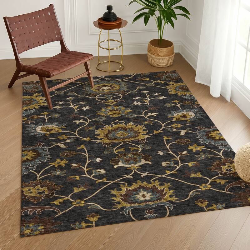 Machine Washable Indoor/ Outdoor Traditional Luna Chantille Rug