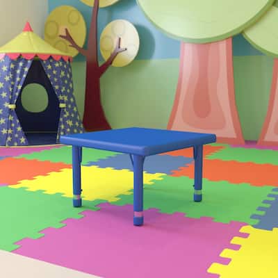 24" Square Plastic Height Adjustable Activity Table - School Table for 4