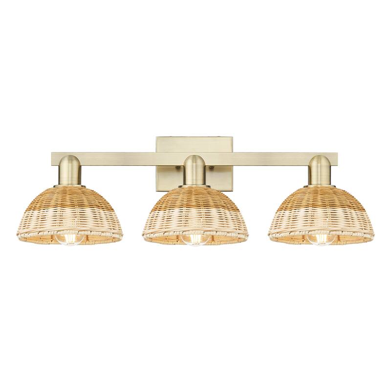 Innovations Lighting Downtown Urban - Natural Ballston Dome - 3 Light 26" Bath Vanity Light with Basketweave Shade